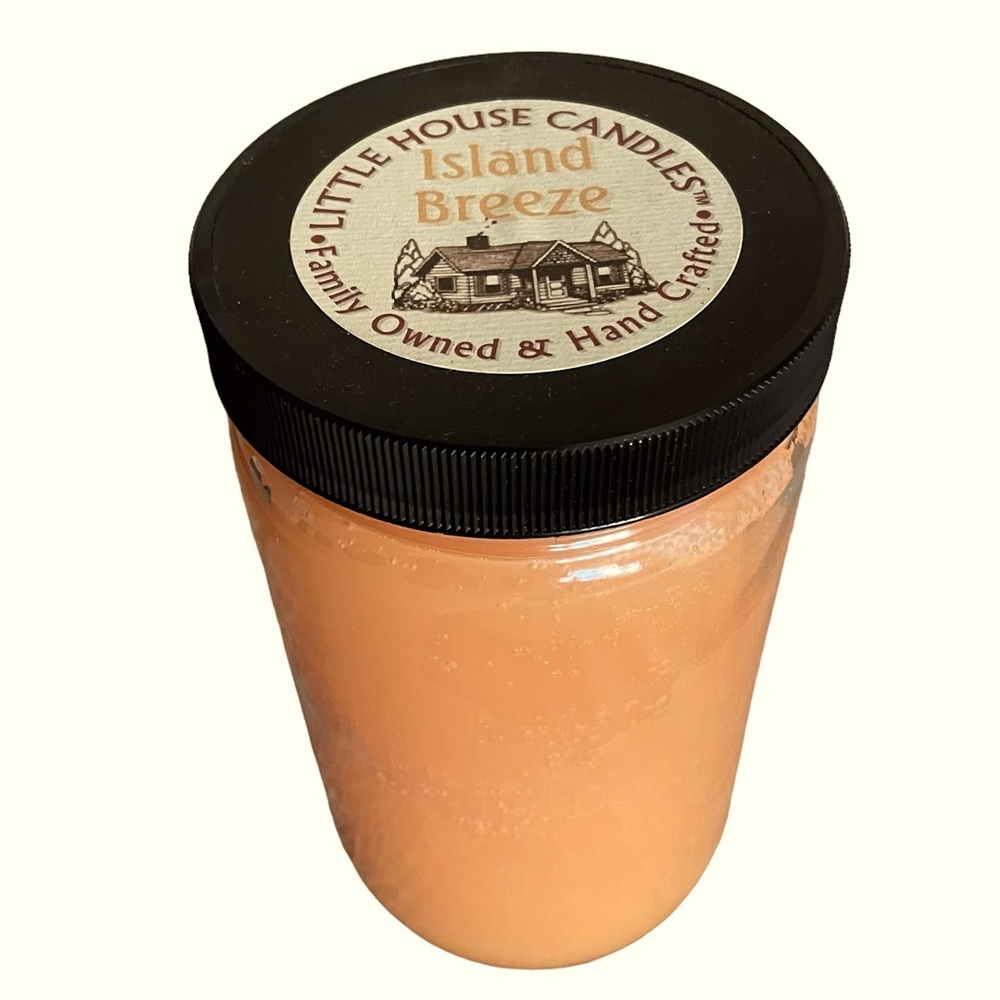 LITTLE HOUSE CANDLES Soy Candle Island Breeze Mango Scent Hand Crafted 27 oz Jar